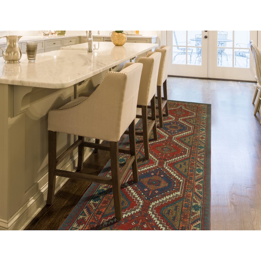 Fine Vintage Distressed Lanny Red/Ivory Runner - 3'5" x 10'0"