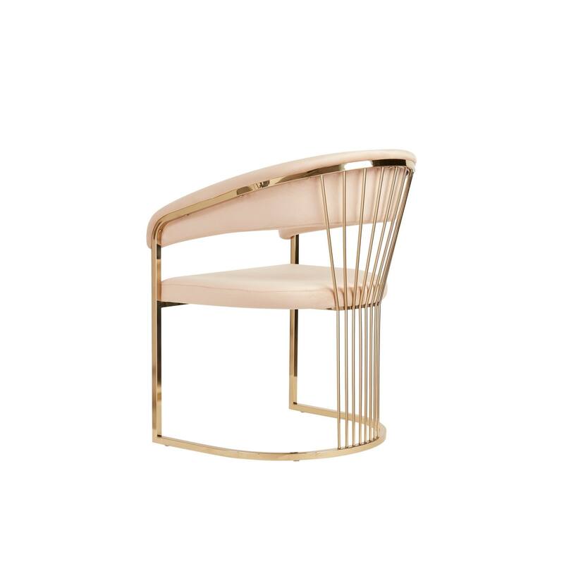 Gold/Beige Velvet Upholstered Metal Frame Dining Chair, Sturdy Dining Chair for Dining Rooms - 22.75