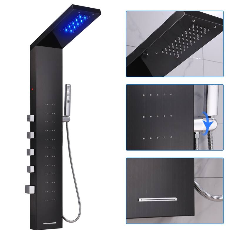 50 in. LED Shower Panel System and Body Jets in Brushed Nickel