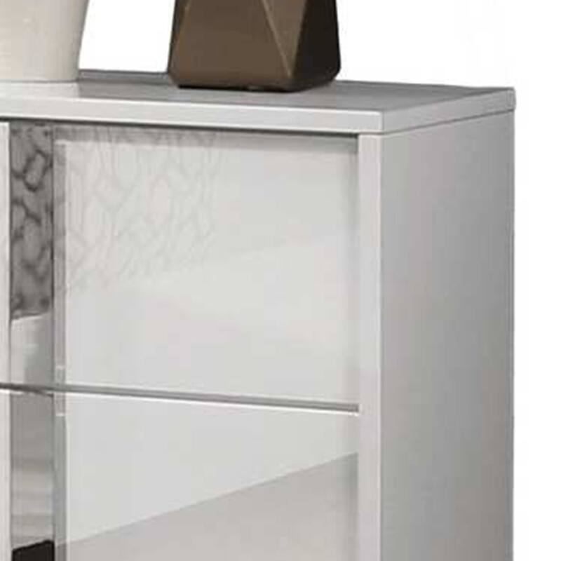Suni Nightstand, Glossy White Wood with UV Finish, 2 Drawers, 24 Inch