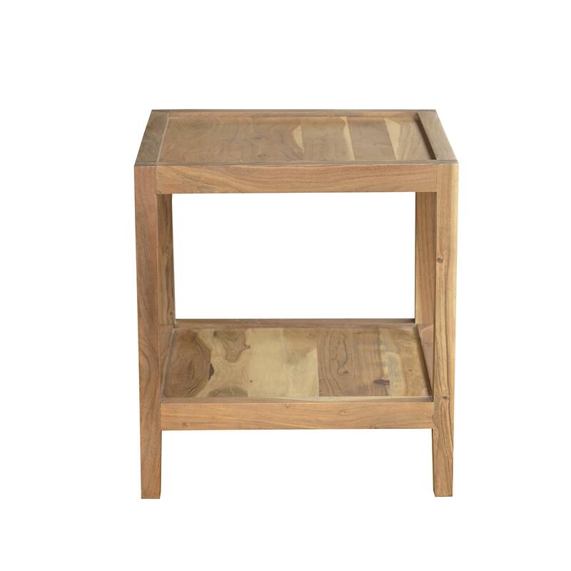 Whitman Light Brown Handmade Wood Side Table with Storage Shelf, 22"W x 22"D x 24"H by Sevita - 22"W x 22"D x 24"H