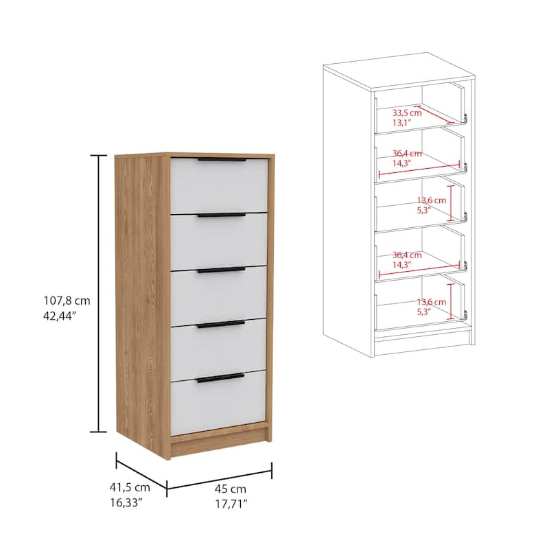 TUHOME Kaia 5 Drawer Dresser, Vertical Dresser