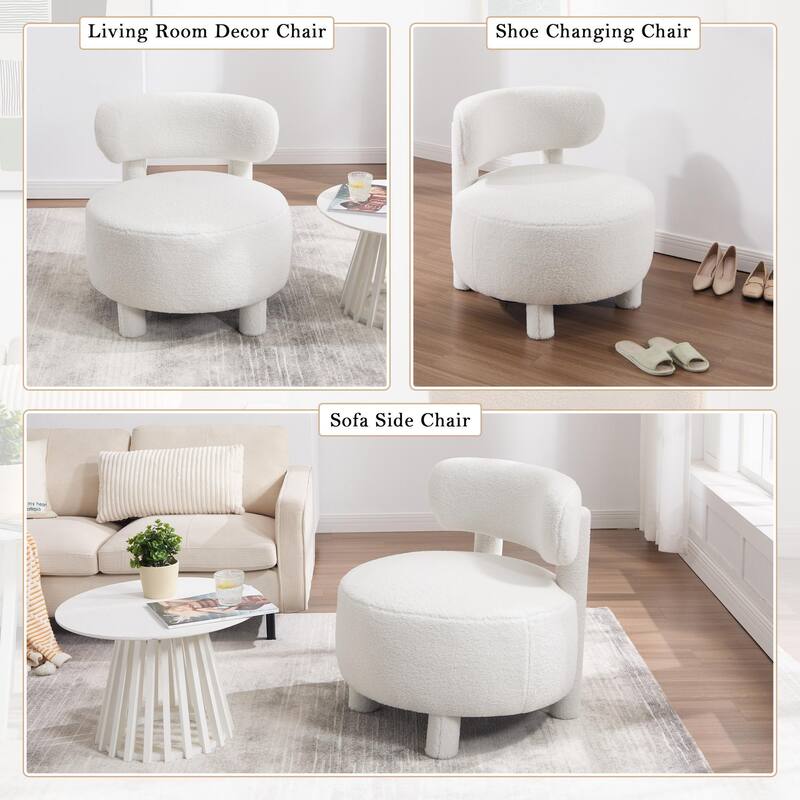 Teddy Fabric Armless Accent Chair with Curved Backrest
