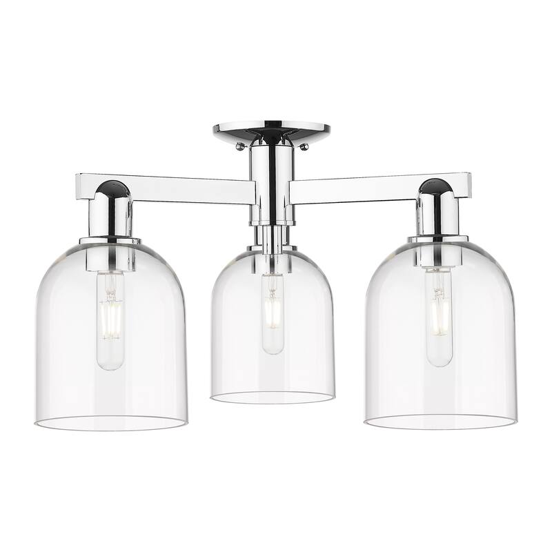 Innovations Lighting Endless Possibilities Arcadia - Bella - 3 Light 23" Semi-Flush Mount - Clear/Polished Chrome