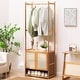 preview thumbnail 1 of 12, Bamboo Garment Rack with Clothes Rail Storage Organiser Freestanding - 21" x 13" x 66" Natural Wood