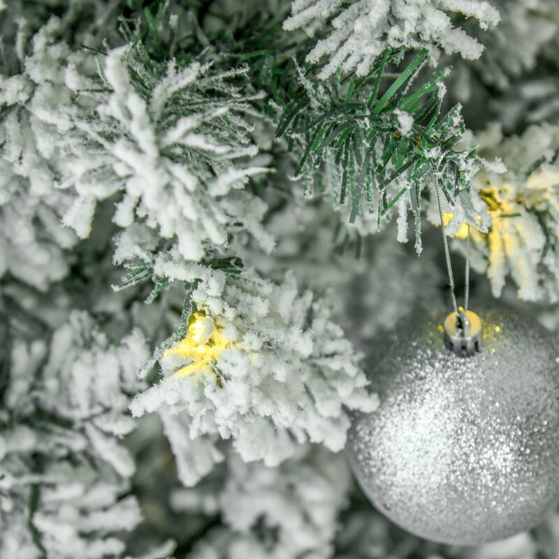 HOMCOM 6FT/7FT/9FT Slim Flocked Christmas Tree with Lights, Skinny Christmas Tree with Stand