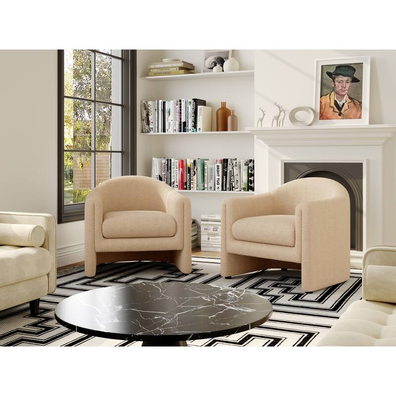 2 Set Modern Upholstered Barrel Accent Chair
