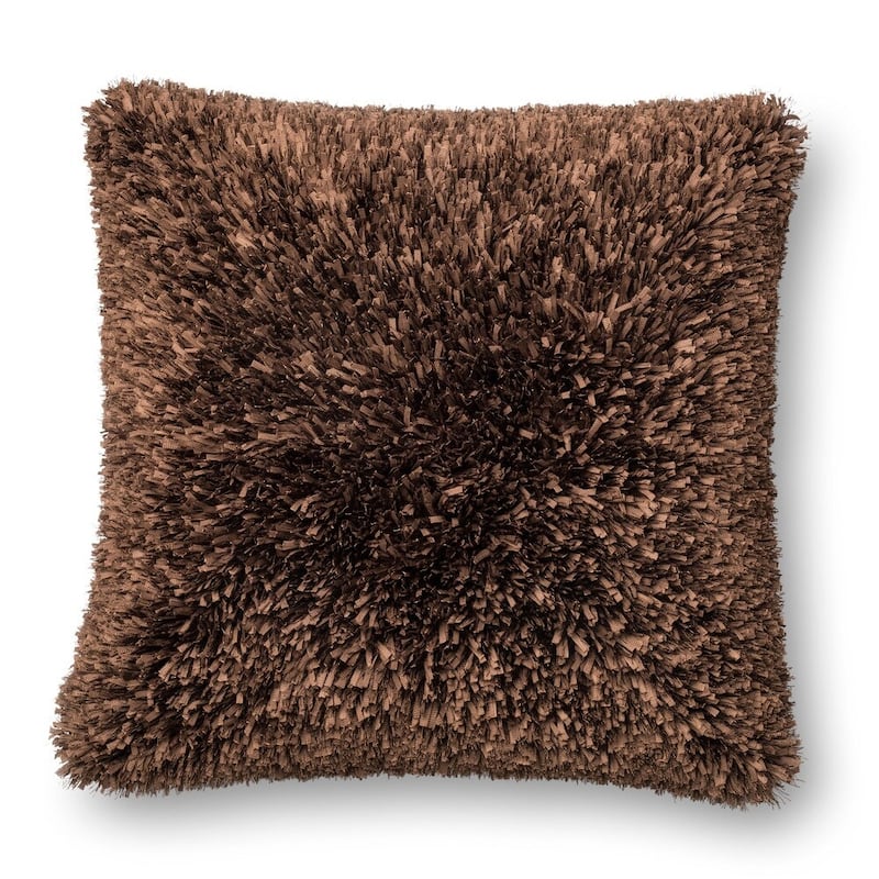 Solid Ribbon Shag 22-in. Throw Pillow OR Cover Only - brown/cover only