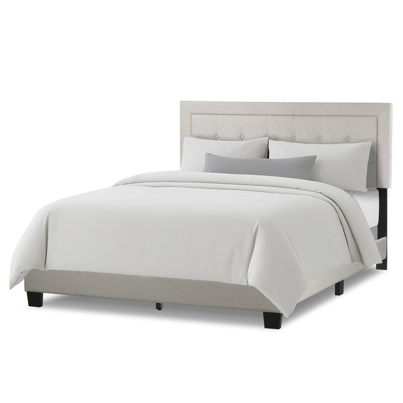 Austin Fabric Queen Bed with Button Tufting and Stitching - Beige