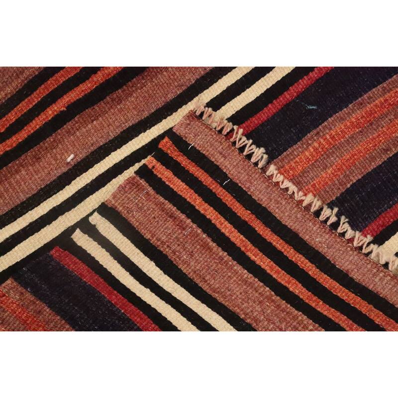 Hand Woven Oriental 100% Wool Carpet Southwestern Geometric Multi-Colored Kilim Area Rug - 10' 5'' X 5' 2''
