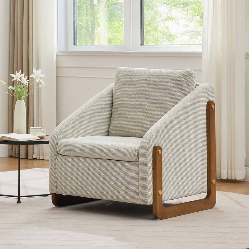 Modern Upholstered Armchair Chenille Fabric Accent Leisure Chair