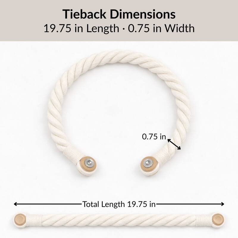 Twisted Curtain Tiebacks with Magnetic Closure 19.75 x 0.75 in