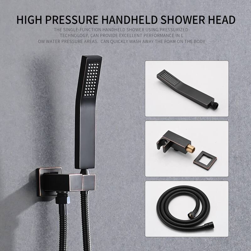 Shower System Shower Faucet Combo Set Wall Mounted with 10" Rainfall Shower Head and handheld shower faucet