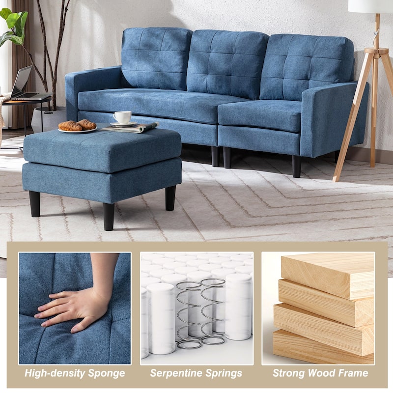 Javlergo Convertible Sectional Sofa, L Shaped Couch with Linen Fabric, Reversible 3-Seater Lounge Couch for Living Room