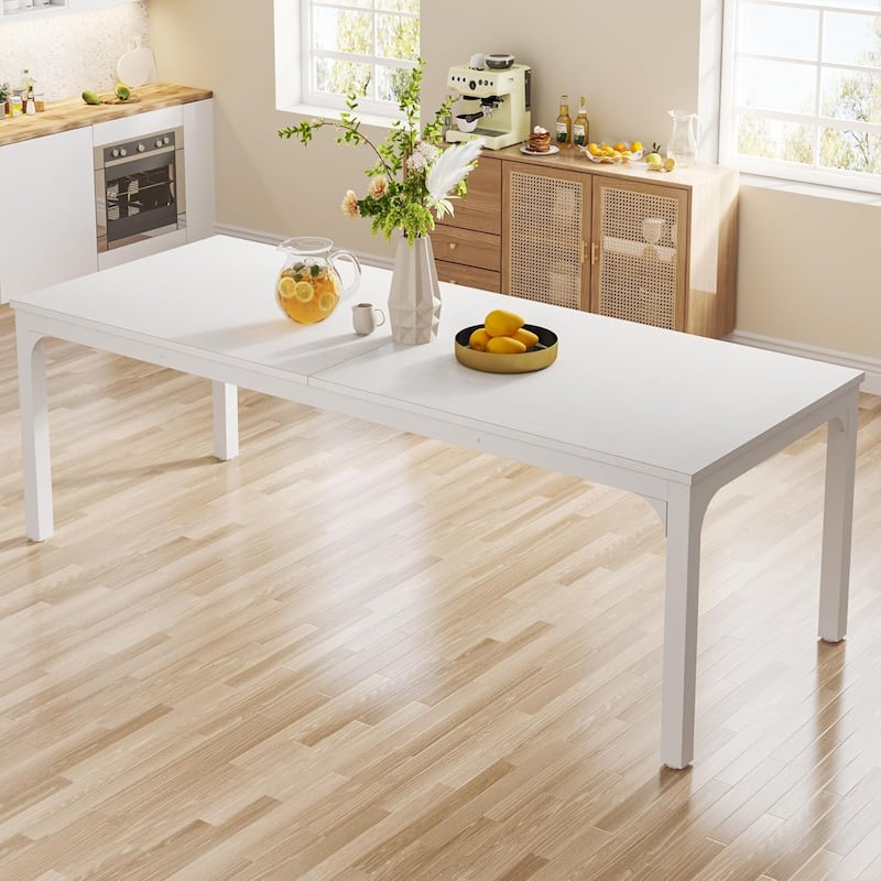 78" White Dining Table Large Rectanglular