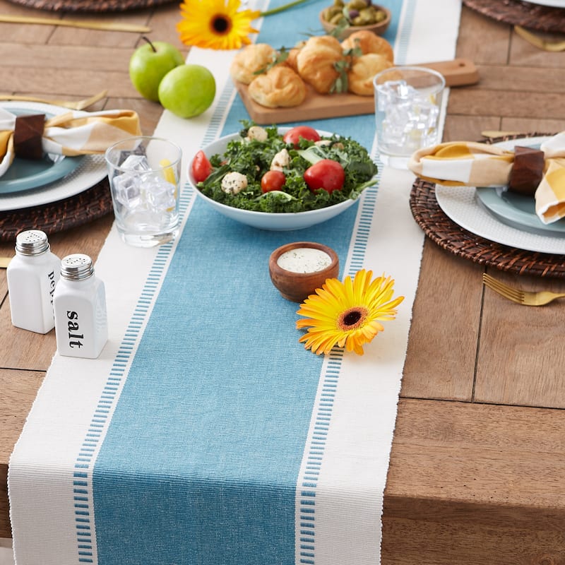 DII Striped Fringe Ribbed Table Runner 13x72"