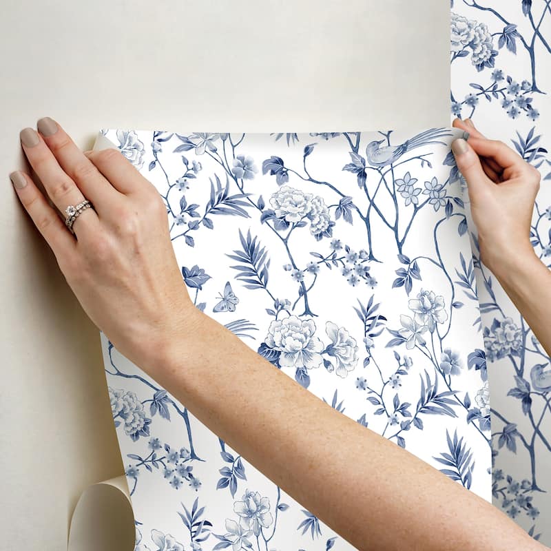 NuWallpaper Chinoiserie Garden Indigo Peel and Stick Wallpaper