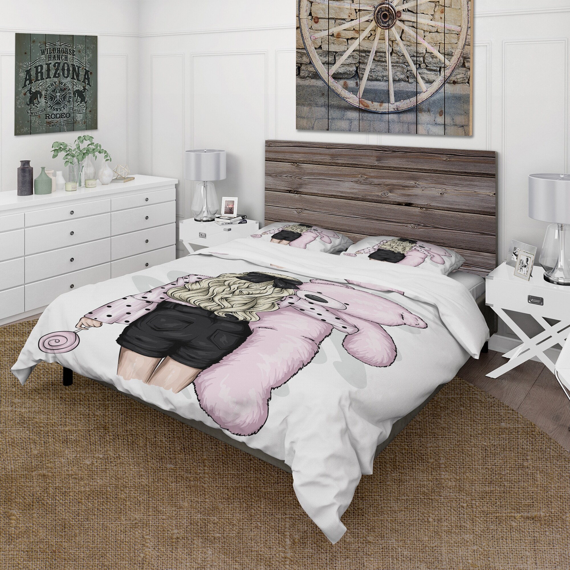 Pink and grey teddy bear bedding 2025