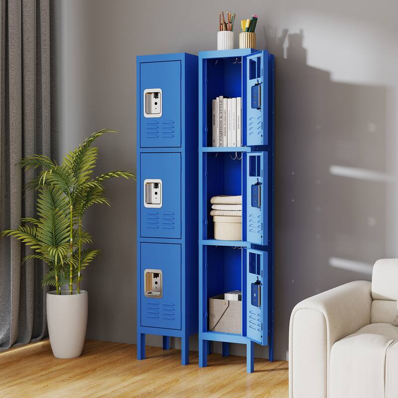 66"H Metal Lockers For Employees With 3 Door Storage Locker For Employees Gym School Home Office Garage-Assembly Required