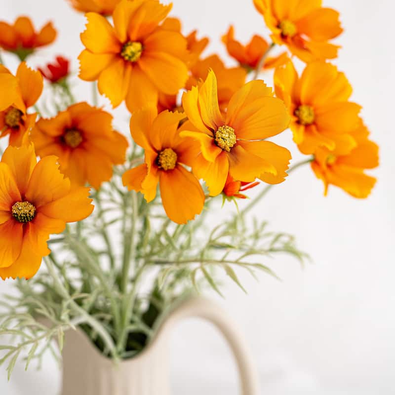 Orange Silk Decorative Artificial Cosmos Faux Flowers