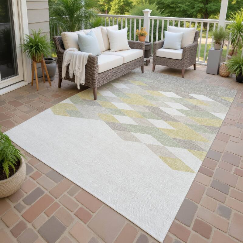 Machine Washable Indoor/ Outdoor Modern Avo Chantille Rug - Ivory - 9' x 12'