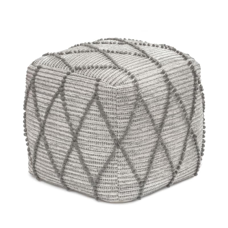 Jani Pouf Ottoman - Cotton-Blend Upholstery with Firm EPP Bead Filling - Footrest or Extra Seating for Living Room