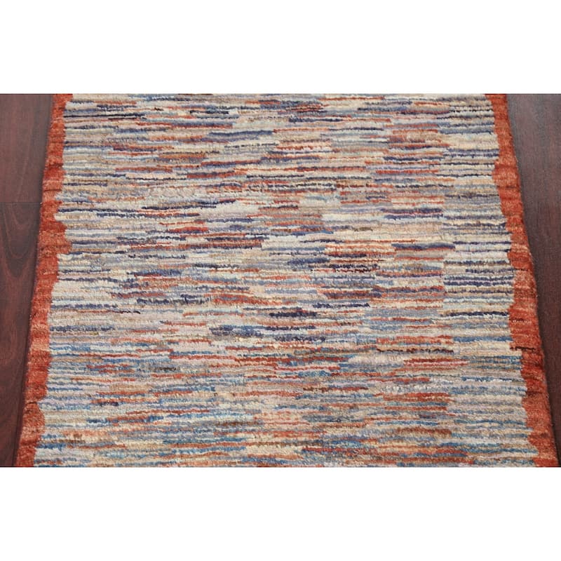 Modern Striped Gabbeh Kashkoli Oriental Area Rug Handmade Wool Carpet - 2'1" x 3'0"