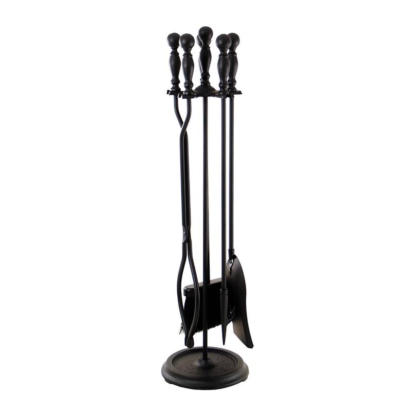 Achla Designs Sutton Set of 4 Fireplace Tools, 30 Inch Tall - Black