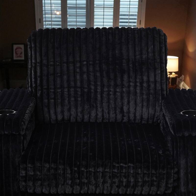 42.5" Corduroy Single Recliner Chair with Cup Holder, Storage Footrest, Armrest Storage and Backrest Pillow
