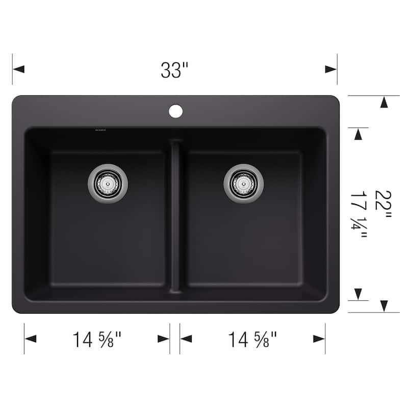 Blanco 443205 Liven 33" Drop-In/Undermount 50/50 Double Basin