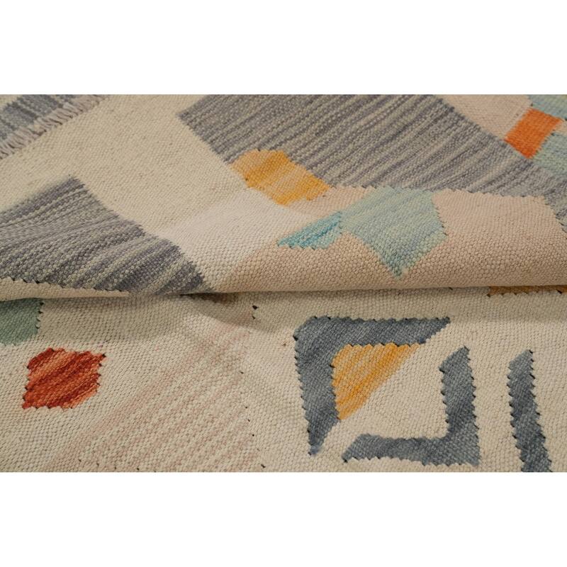 Hand Woven Oriental 100% Wool Carpet Southwestern Tribal Multi-Colored Kilim Area Rug - 9' 9'' X 6' 4''