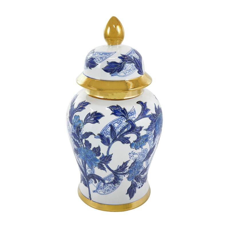 Blue Ceramic Floral Decorative Jars