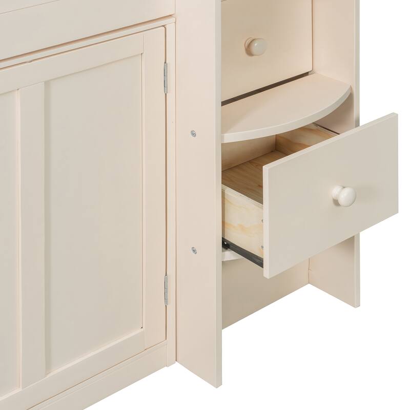 Roomfitters Twin Size House Loft Bed with Rolling Desk, Storage Cabinets and Staircase, All-in-One Space Saving Sleeper