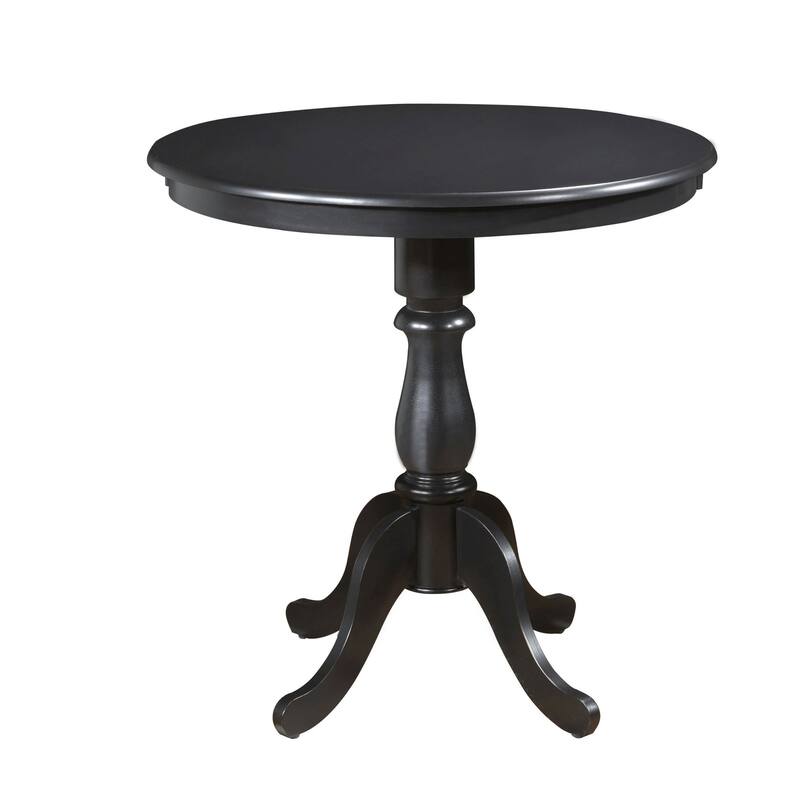 Round Top Carved Pedestal Bar Table - 36" - Black