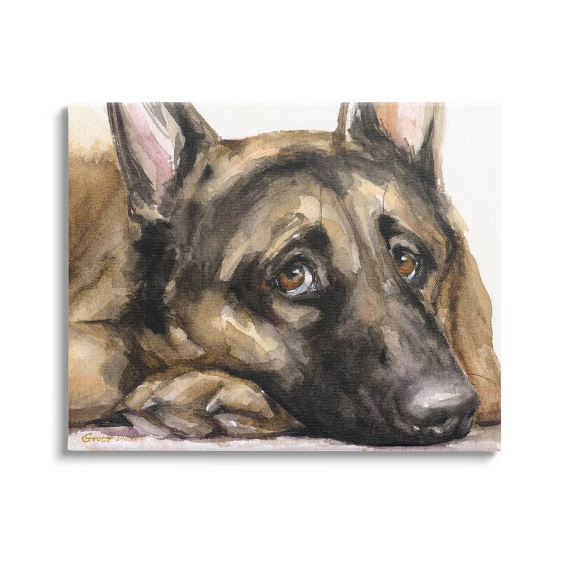 Stupell Tired German Shepherd Dog Resting Head On Paw Canvas Wall Art, Design by George Dyachenko - 20 x 16