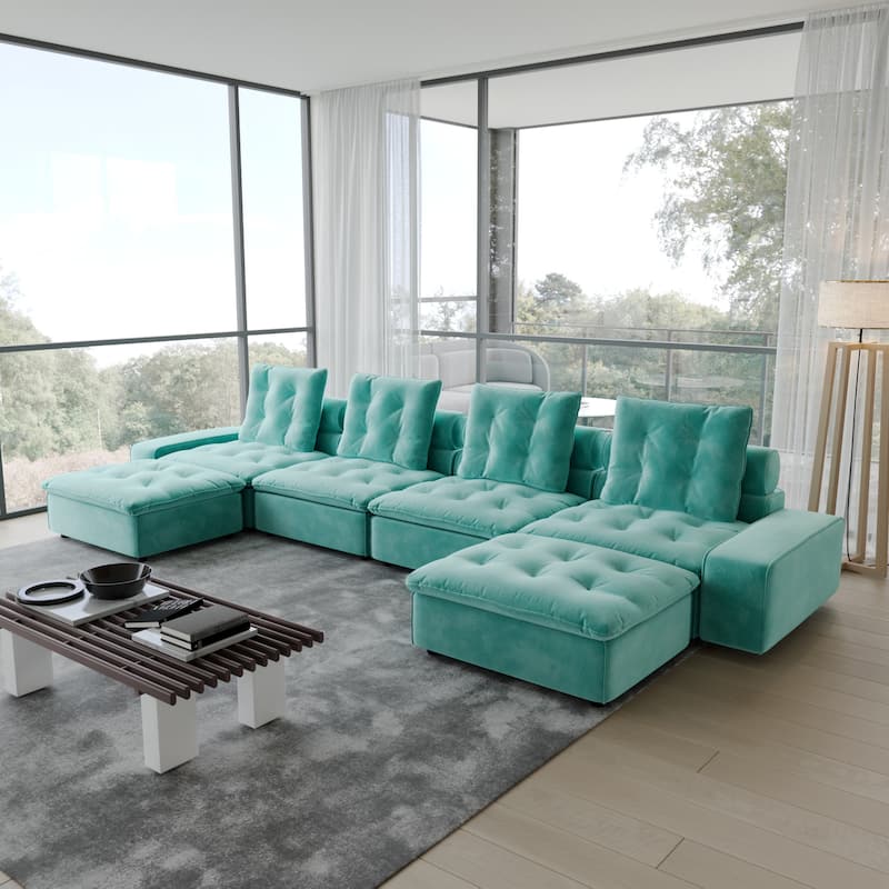 Oversized Down Filled Sectional Couches for Living Room U-Shaped Modular Couch,Adjustable Backrest