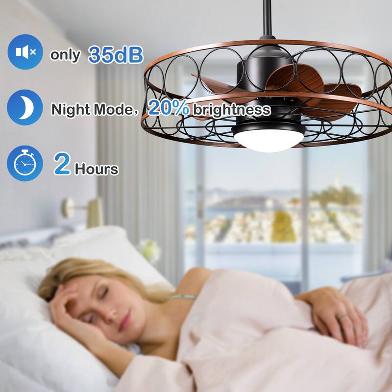 CurveCurio 24“ OutDoor Water Proof Ceiling Fan w/ LED Lights Quiet DC Motor Remote and App Contorl 3 Color Tone and 6 Speed