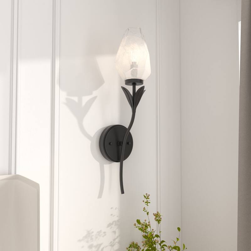 Acroma 1-Light Glass Shaded Dimmable Wall Sconce Listed