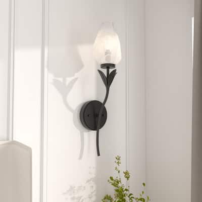 Acroma 1-Light Glass Shaded Dimmable Wall Sconce Ul Listed