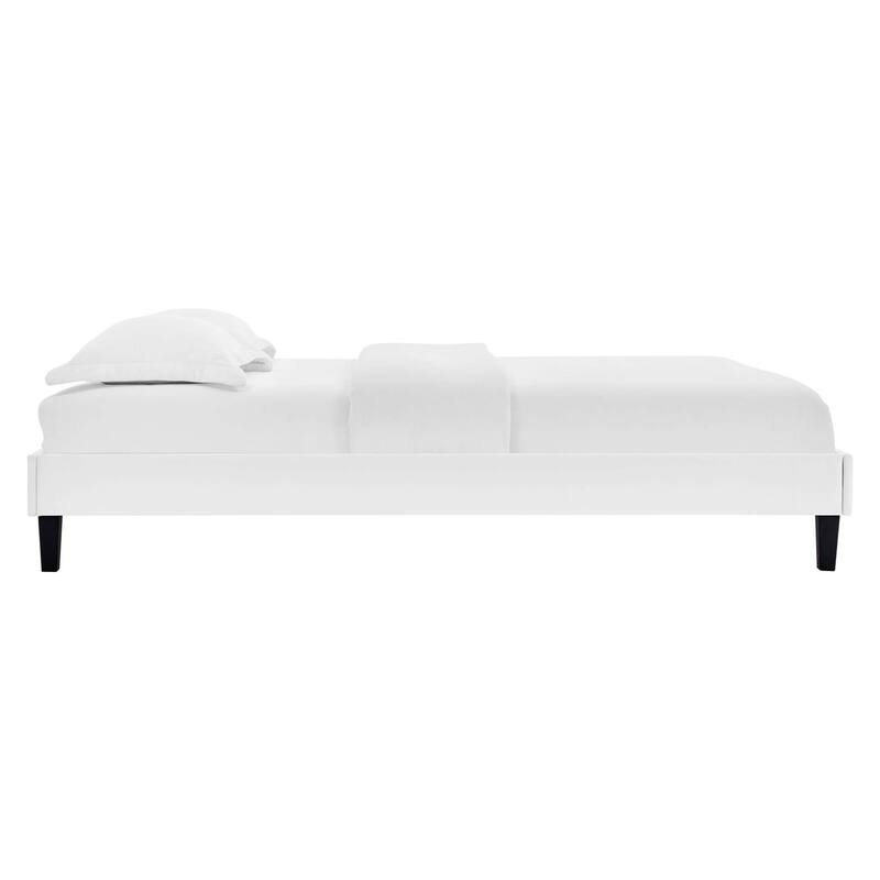 Roxanne Performance Velvet Platform Bed With Black Wood Legs