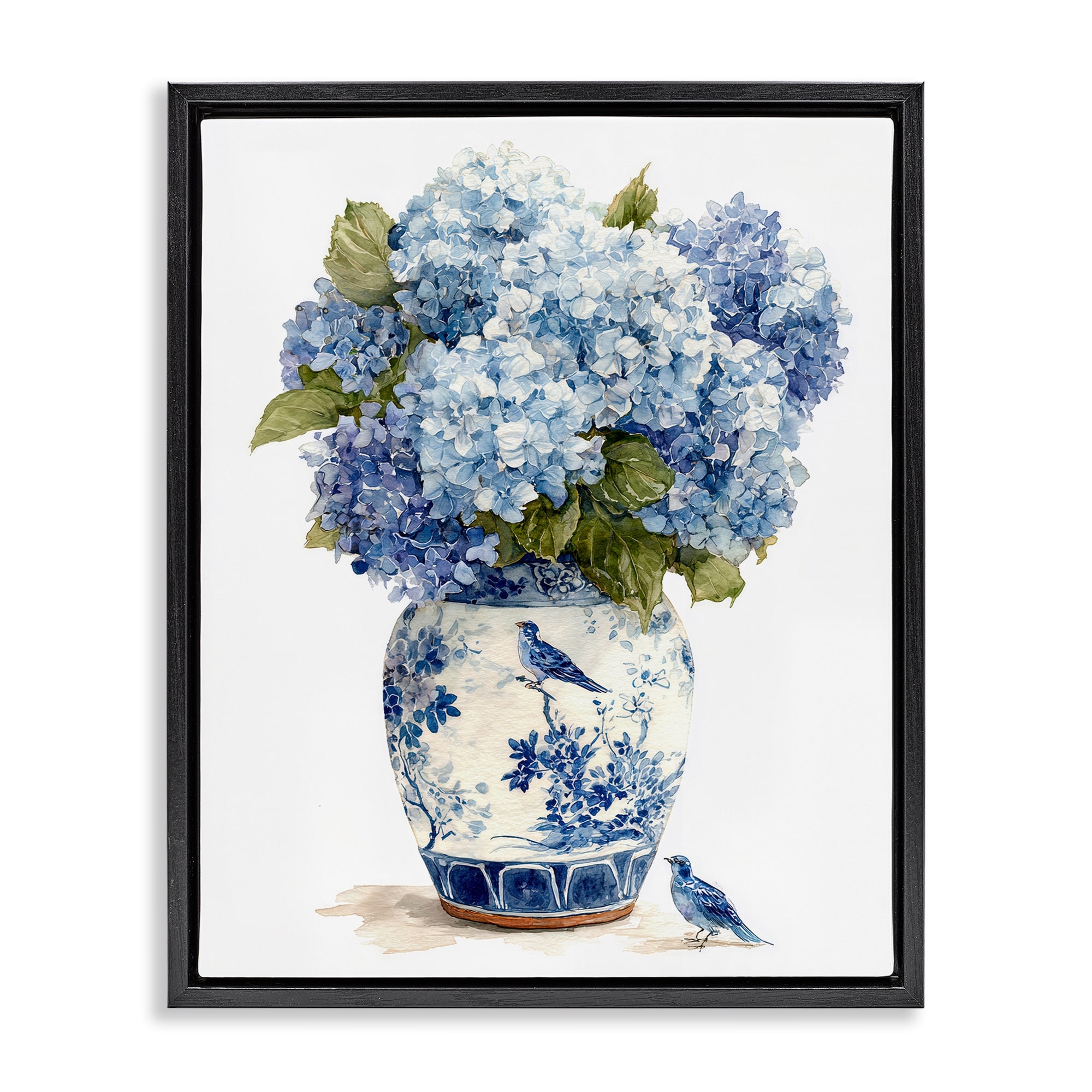 Stupell Blue Bird & Hydrangea Vase Floater Framed Canvas Art Design By Imagine It Images