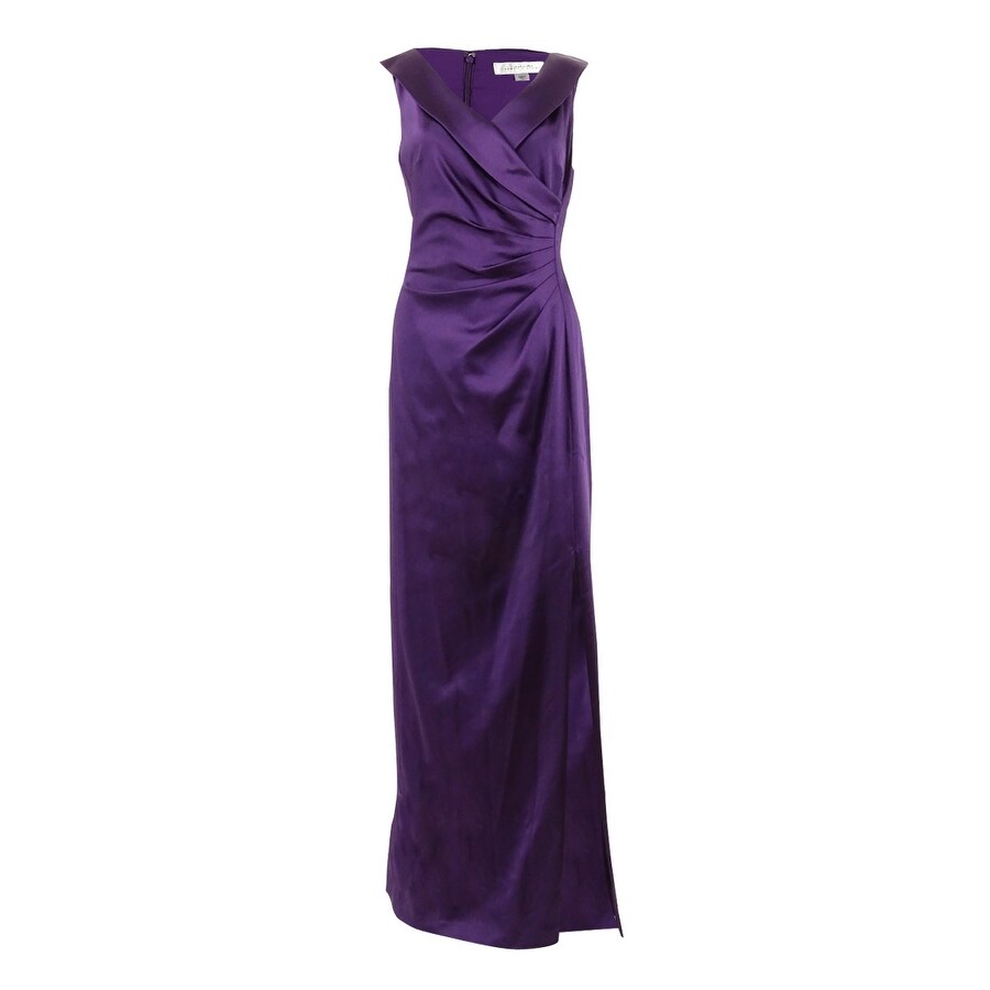 plum satin dress