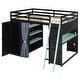 preview thumbnail 58 of 64, Wood Full Size Loft Bed with Blackout Curtains and RGB Lights, Gaming Loft Bed with Desk & Shelves