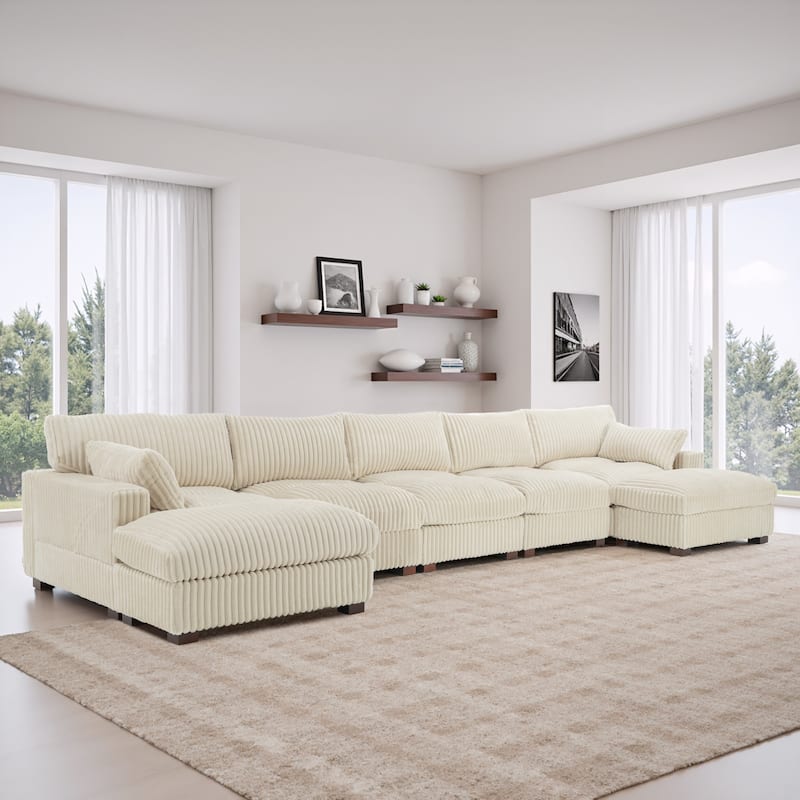 Oversized U-shaped Plush Modular Sectional Sofa Set