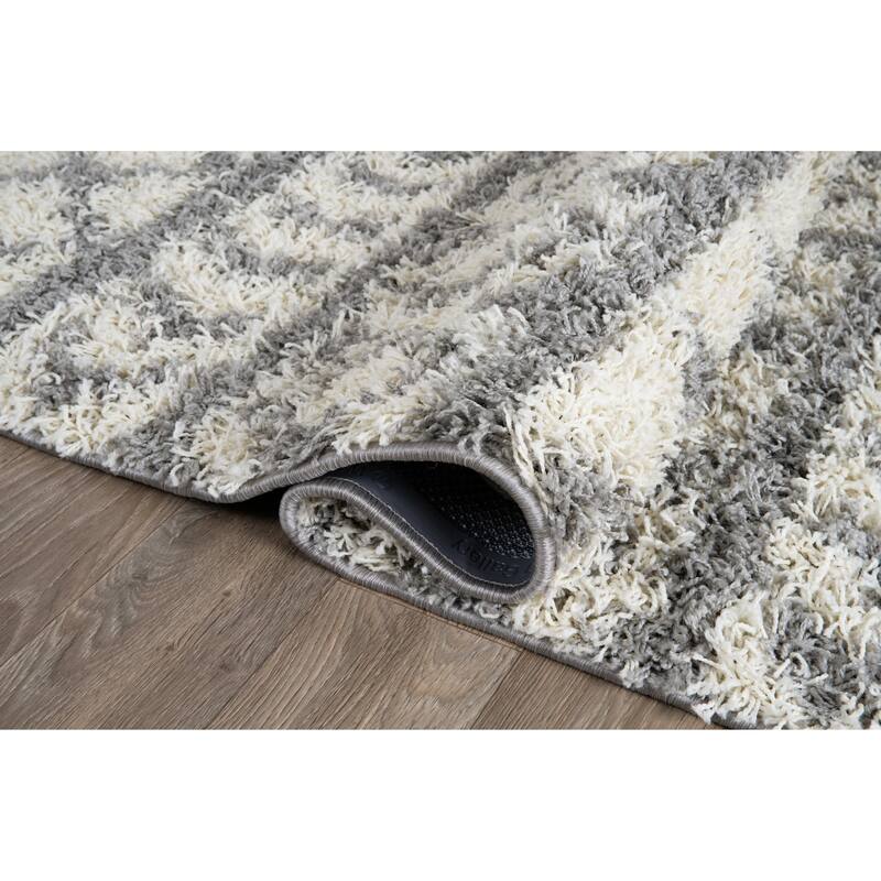 World Rug Gallery Trellis Geometric Plush Shag Area Rug