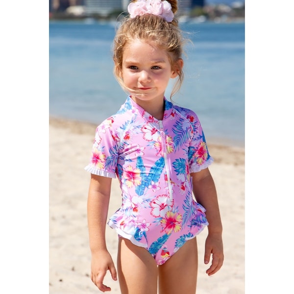 Sun Emporium Paradise Print Frill Short Sleeve Swim Suit Baby Girls. Opens flyout.