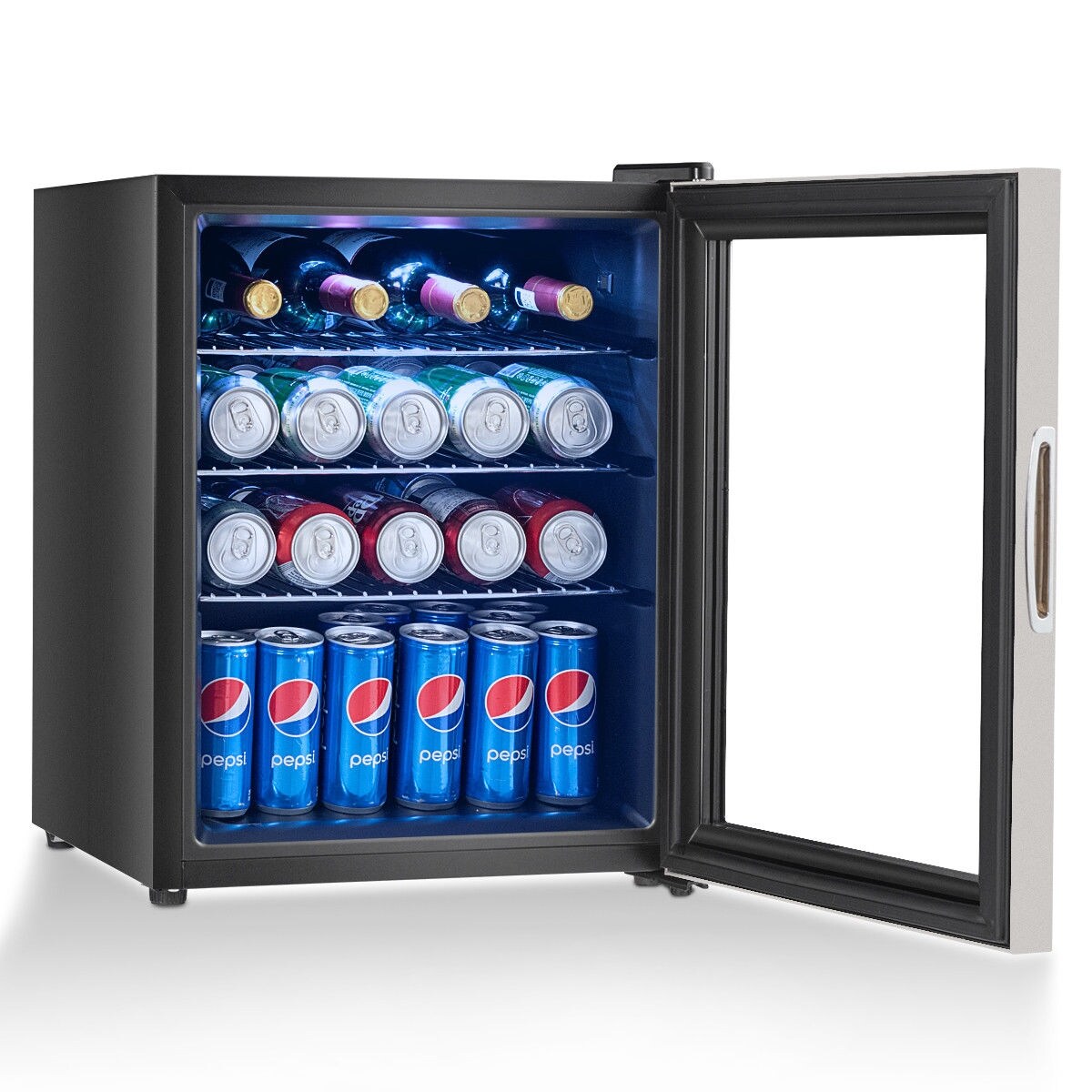Shop Costway 52 Can Beverage Refrigerator Cooler W Glass Door
