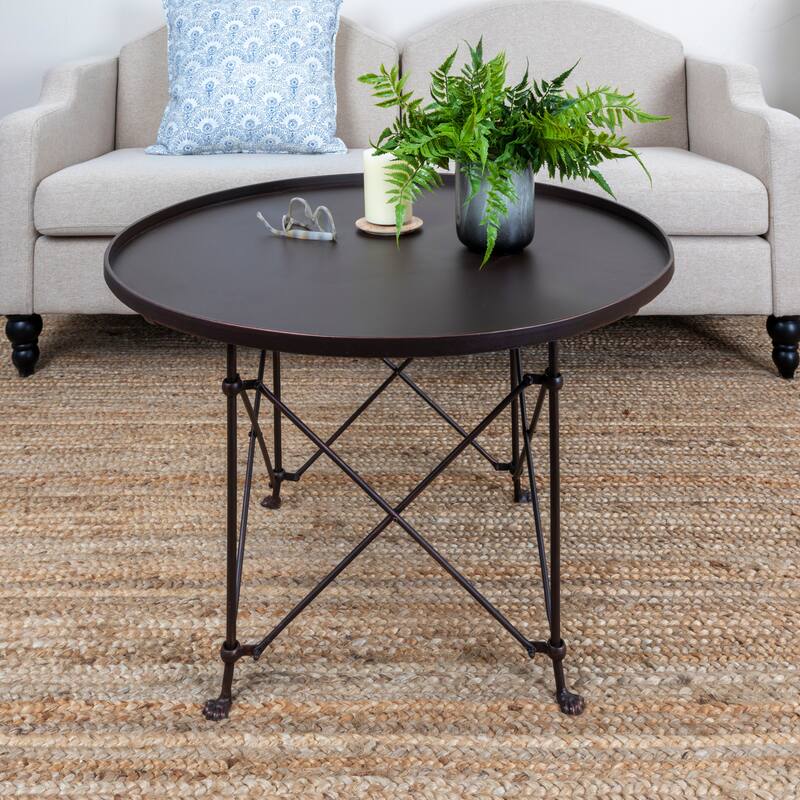 Round Metal Side Table with Claw Feet