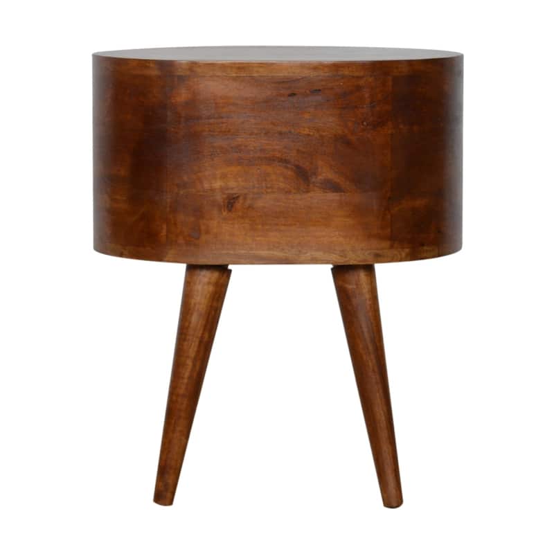Mid-Century Modern Wood Rounded Coffee Table With Strong Legs