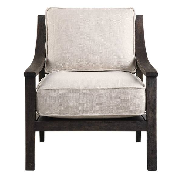 slide 2 of 6, 31" neutral linen blended fabric beige chair